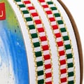 Fita Natal Sinimbu Xadrez textura diagonal fio dourado Branco Verde Vermelho