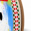 Fita Natal Sinimbu Xadrez quadriculado Branco Verde Vermelho Dourado detalhe