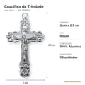 Ficha técnica crucifixo da Trindade 2x3,5cm níquel alumínio