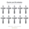 Pacote com 50 crucifixos da Trindade para terço níquel 3,5cm