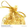 Saco de Organza Arabescos Dourado 10 unidades - fechamento com fita