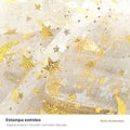 Saco de Organza Estrelas Branco/Dourado 10 unidades - detalhe da estampa