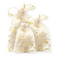 Saco de Organza Estampa Estrelas Branco/Dourado - Pacote com 10 Unidades - RO.150943
