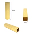 Ponteira Tubo Quadrado - 50 unidades - 6mm x 32mm - Dourado - 1151