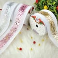 Fita Natal aramada paetê Princess 60mm nas cores prata, rosa e dourado em decoração de Natal