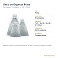 Saco de Organza Prata 10 unidades - ficha técnica com tamanhos