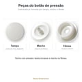 Peças do botão de pressão Scovill: tampa, macho e fêmea